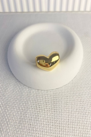 Kadın Yüzük Düz Plaka Tombik Kalp Model Yüzük Altın - Gümüş