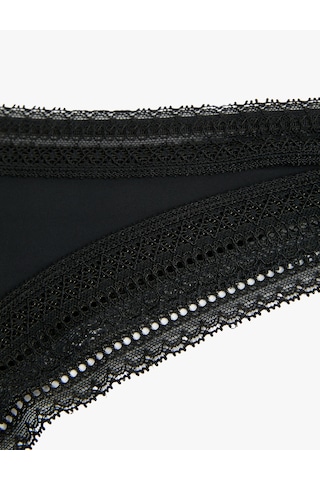 Koton Dantel Detaylı String Külot Siyah 7wlk30070mk