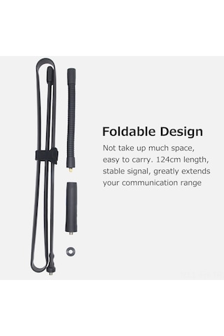 Folinda 124cm Katlanabilir Sma-female Anten, Vhf/uhf Çift Bant, 3.0/3.5/5.0dbi Kazanç, Yüksek Güç, Çok Marka Uyumlu Radyolar İçin