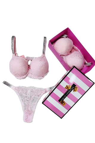 Victoria"s Secret Pusch Up Set Alt Üst Dolgulu Sütyen Ve Külot Takım 2"liset Açık Pembe