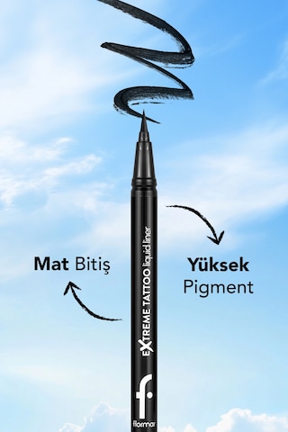 Extreme Tattoo Yüksek Pigmentli & Mat Bitişli Akmayan Likit Göz Kalemi 001 Black