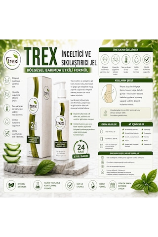 Trex İnceltici ve Sıkılaştırıcı Bölgesel İncelme ve Selülit Görünümü Karşıtı Vücut Bakım Jeli 200 ML