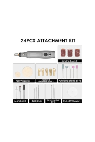 Pazly Çok Amaçlı Mini Döner Alet Seti: 24 Parça Aksesuarlı, Dıy Projeleri İçin Ideal