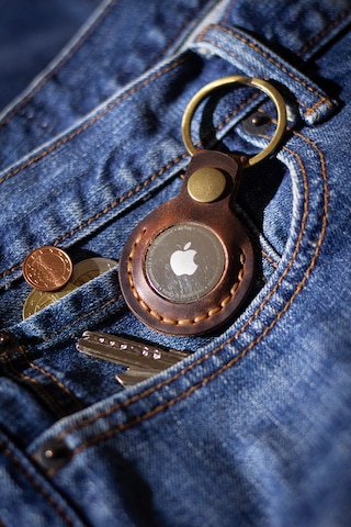 Apple Uyumlu AirTag Deri Koruyucu Kılıf Anahtarlık / Hakiki Deri
