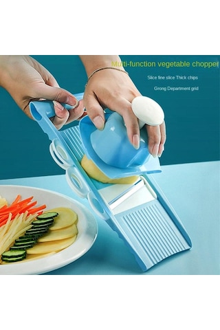 Patates Parçalama Makinesi Dilimleme Kıyıcı Sebze Doğrama Ev Mutfak Çok Fonksiyonlu Turp Kazıyıcı Kaba Planya Mavi