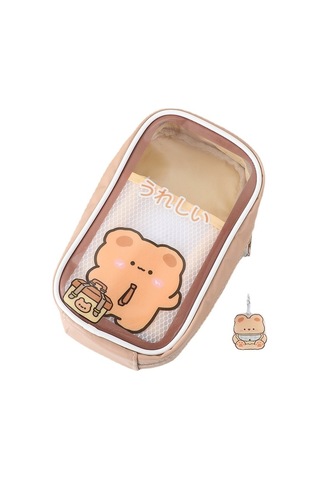 Büyük Boy Şirin Ayı Figürlü Kalem Kutusu - Geniş Depolama Alanı İle Pratik Okul Ve Ofis Malzemesi Kahverengi