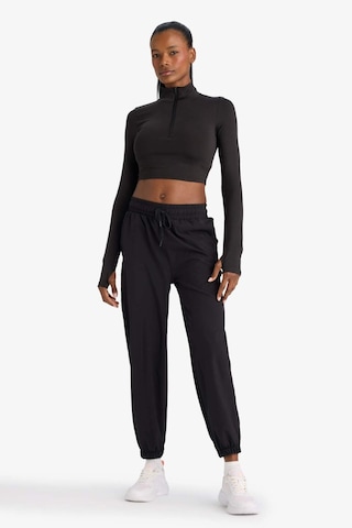 Defacto Defactofit Slim Fit Dar Kesim Fermuarlı Dik Yaka İçi Yumuşak Tüylü Esnek Kumaş Uzun Kollu Tişört W0343az25aubk81 SIYAH