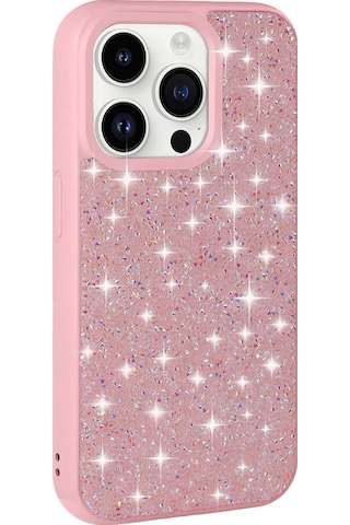 Apple Uyumlu iPhone 14 Pro Parlak Taşlı Tasarım Pırlanta Zore Kılıf-pembe Pembe