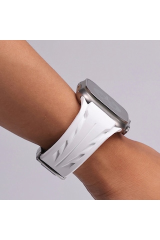 Apple Uyumlu Watch 10 46mm Krd-127 Metal Tokalı Uzunluk Ayarlı Silikon Kordon