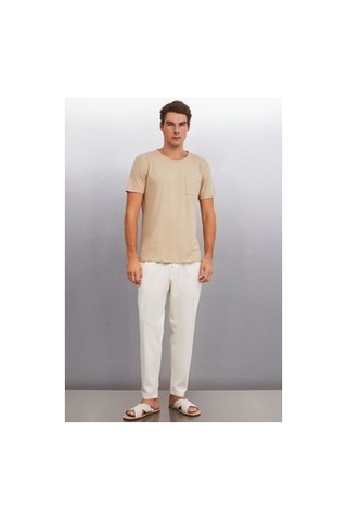 5in1Canpolat Bej Renk Erkek Oversize T-shirt Modası 750