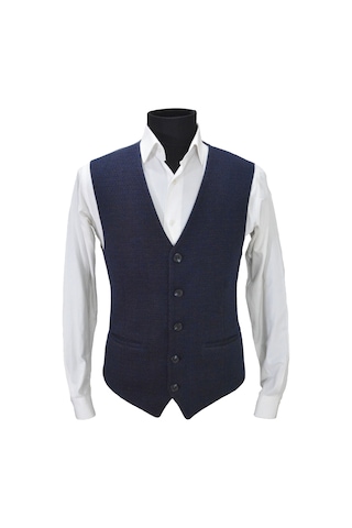 Mentor Regalo Erkek Yelek V Yaka Lacivert Kabartma Desen 50454