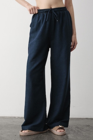 Lacivert Beli Lastikli Bol Paça Pantolon Lacivert