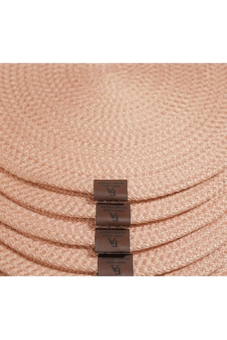 4 Adet Hasır Görünümlü Jüt Supla, Amerikan Servis Lüx Sunum Tabak Altlığı - Pembe Pembe