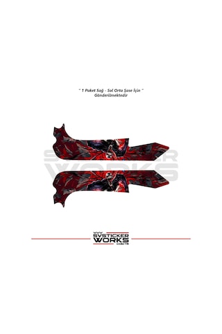 Bajaj Pulsar Rs200 Orta Şase Kaplama Two Face Venom Kaplama Desen Sticker Kırmızı