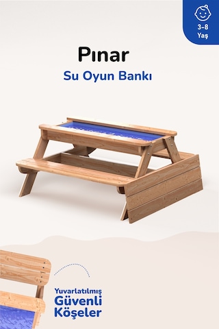 Ovlo Çocuk Su Havuzlu Etkinlik Masası 3-8 Yaş 4 Kişilik Pınar Naturel
