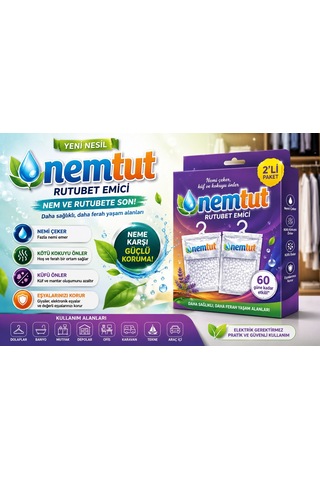 Nem Tutucu Alıcı Rutubet Giderici Önleyici Korozyon Önleyici Koku Giderici 2 Kg (2 Kutu - 4 Paket)