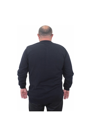 Starbattal Erkek Büyük Beden Polo Yaka Düğmeli Triko Kazak 23700 Lacıvert-Lacıvert Lacivert