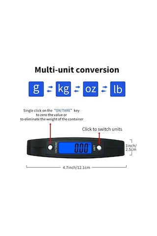 Trendooze Portatif El Tipi 23lb Siyah Dijital Bavul, 110 Kapasiteli Lcd Ekran Hediye Siyah