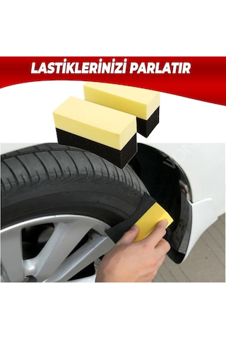 Wonkey - Oto Lastik Parlatıcı Sünger 2'li Paket, U Şeklinde Eğimli Araba Lastiği Parlatıcı Sünger, Araç Lastik