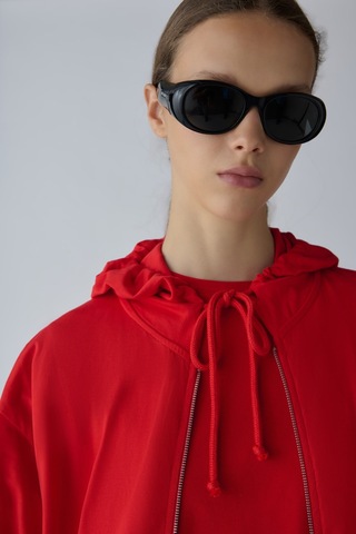 Suud Collection Kırmızı Lena Fermuarlı Kapüşonlu Sweatshirt