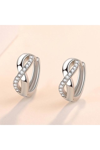 Novahub Varış Kadın Küpe 925 Gümüş Iğne 8 Şekilli Büküm Infinity Zirkon Küçük Küpe Kadın/kız Hediye, Ebedi Sonsuz Beyaz Zirkon Küpe Beyaz