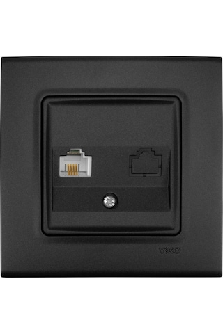 Linnera Life Gece Siyahı Tekli Data Cat-6 Internet Prizi Çerçevesiz - 90444078