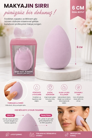 Makyaj Süngeri Pembe Beauty Blender Fondöten Ve Kapatıcı Uygulama Süngeri, 6 Cm