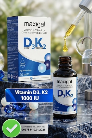 Maxigal D3K2 Damla Takviye Edici Gıda 20 ML