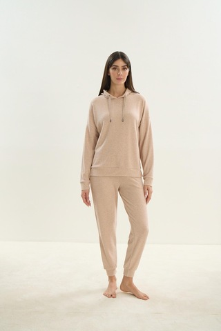 Kadın Uzun Kol Kapüşonlu Bej Eşofman Takım C6t9n9o51 001