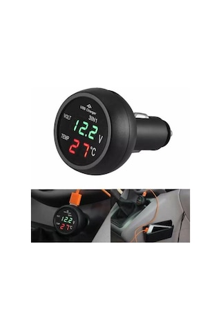 Araç Voltmetre Termometre 3in1