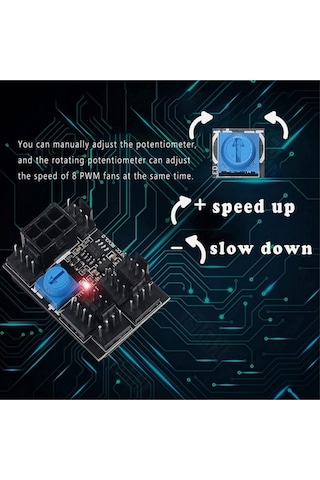 Dc 12v 3pin 4 Pin 8 Kanallı Pc Fan Hız Kontrolü Modülü