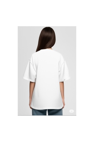 Nevermınd Unisex Renkli Graffiti Baskılı Oversize Tişört Beyaz Beyaz