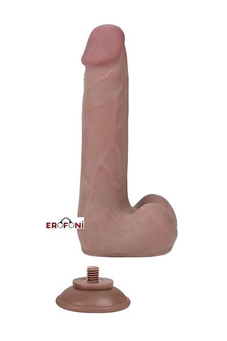 Erofoni Yeni Nesil Süper Realistik Kayan Derili 20 Cm Çift Katmanlı Vantuzlu Yapay Dildo Penis