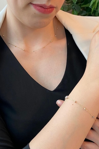 Zümrüt Sarraf 14 Ayar Altın Kadın Renkli Dorika Toplu Zincir Kolye Bilekllik Set