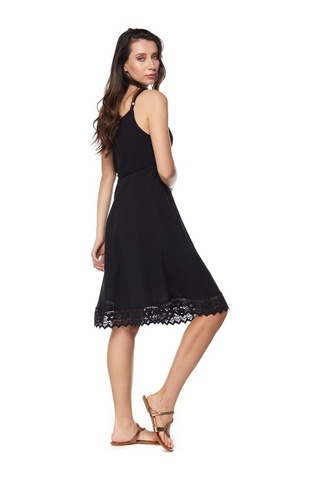 Şile Bezi Siyah Askılı Kemerli Elbise