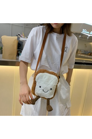 Dachuang Sevimli Tost Ekmek Crossbody Omuz Çantası Sevimli Peluş Çapraz Vücut Çanta Çanta Küçük Kızlar İçin Toddler Oyuncaklar Çok Renkli