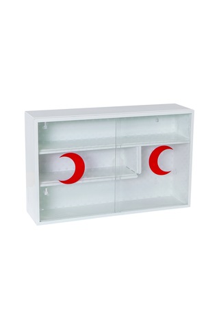 Akşan 405 Şeffaf Sürgülü Metal Ecza Dolabı Beyaz