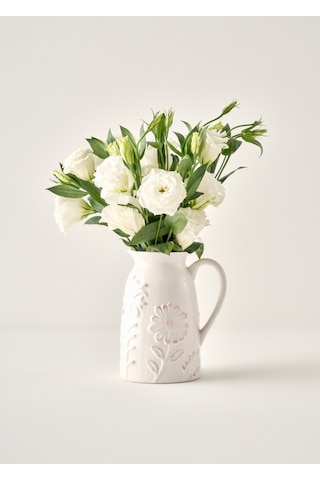 Bella Maison Daisy Seramik Vazo Beyaz 18x14x21 Cm Beyaz