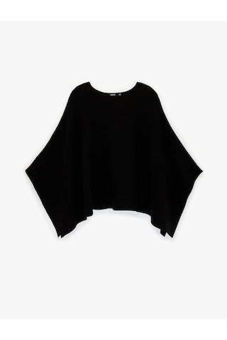 Koton Uzun Yarasa Kollu Bisiklet Yaka Oversize Triko Panço Siyah 6wak90579ht Siyah