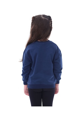 Zuzunga Basic Düz Renk Lacivert Fırçalı Yumuşak %100 Pamuk Sweatshirt Lacivert