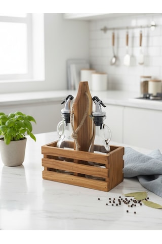 Ahşap Doğal 2li Tombul Set Yağdanlık Ve Sosluk Takımı Set Kiraz 1 Set Ahşap