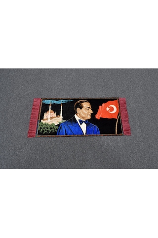 Zehra Abla Halı Yeni Nadir Merhum Adnan Menderes Tasvirli Portre Duvar Halısı 7182 Çok Renkli