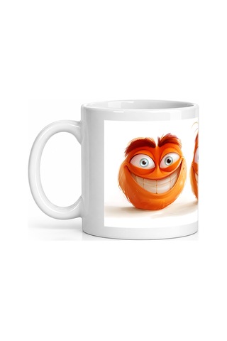 Seramik Kupa Portakal Gülüş Koleksiyonu Baskılı 300 Ml Hediyelik Beyaz