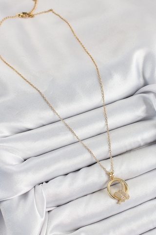 316l Çelik Zirkon Taşlı Düğüm Model Gold Renk Kadın Kolye Eb-bko1 Çok Renkli