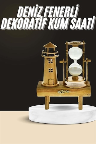 Dekoratif Kum Saati Deniz Feneri Retro Masa Hediyeli Eşya Çok Renkli