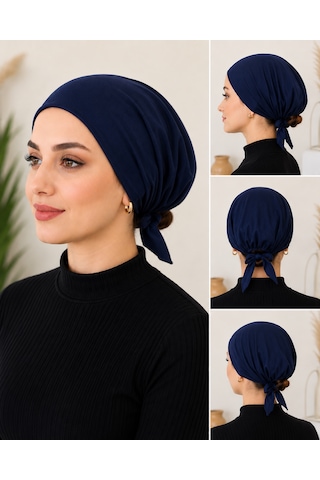2'li Bej-lacivert Kadın Bone Esnek Ve Rahat Saç Bonesi, Günlük Kullanım Için Bone Bej - Lacivert