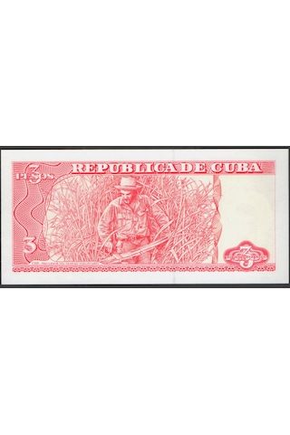 Küba, 3 Peso 2005 ,che Guevara Portreli, Eski Yabancı Kağıt Para "çil"