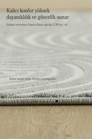 Modern Salon Halısı Oturma Odası Halısı Yolluk Gri Halı Hav Toz Vermez Kolay Temizlenebilir Halı Gümüş