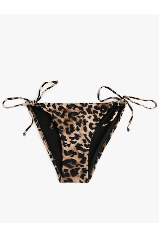 Koton Yanları İpli Leopar Desenli Bikini Altı Kahverengi Desenli 5sak00248mm Kahverengi Desenli