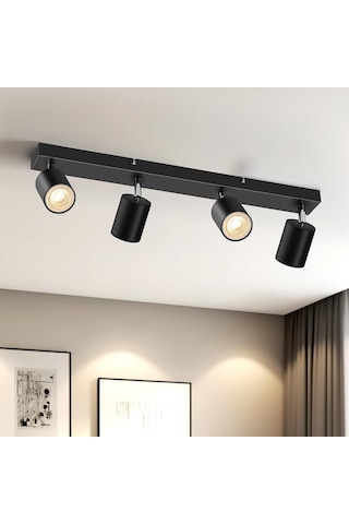 Riolight Modern Siyah Mutfak,salon,giyinme Odası,cafeler İçin Gün İşiğı Metal 4lü Spot Ampul Dahil Siyah
